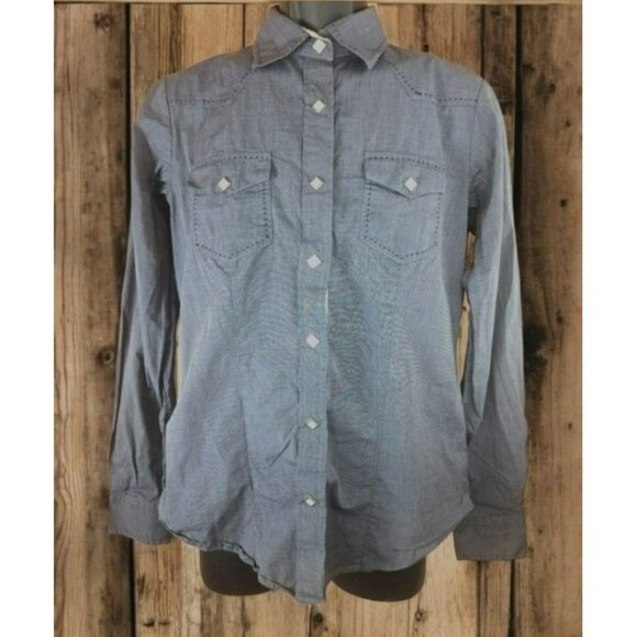 Sherry Cervi X RU Apparel Womens Western Snap Shirt Medium Chambray - Picture 1 of 8
